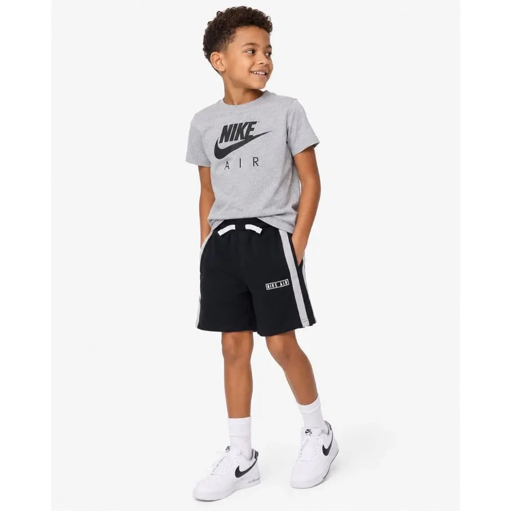 Nike Air Boys Fleece Sweat Shorts Size 6/7 Pull-On Cotton Blend Black